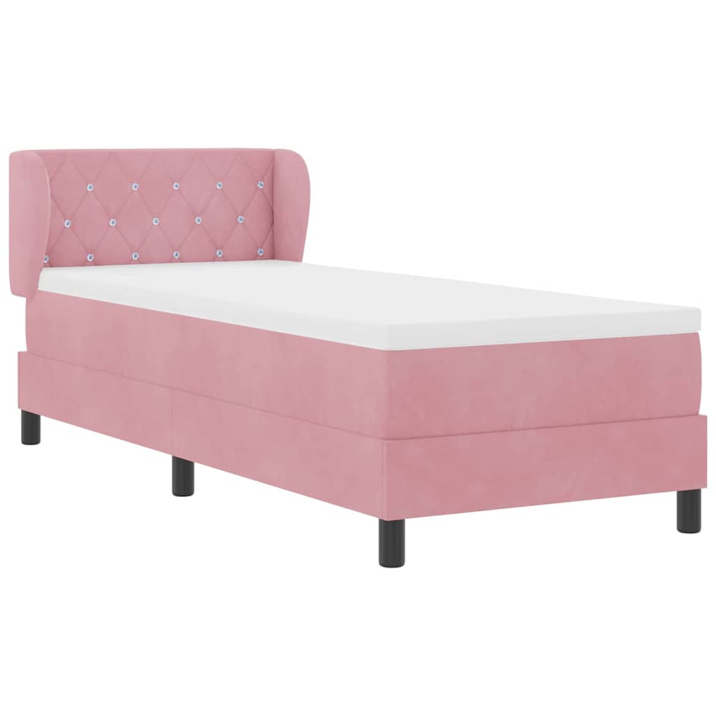 Boxspringbett mit Kopfteil Rosa 80 x 200 cm Samt