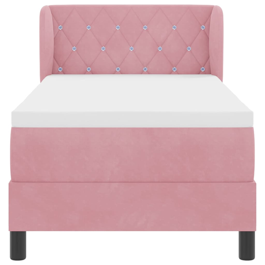 Boxspringbett mit Kopfteil Rosa 80 x 200 cm Samt