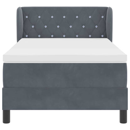 Boxspringbett mit Kopfteil Dunkelgrau 90 x 190 cm Samt
