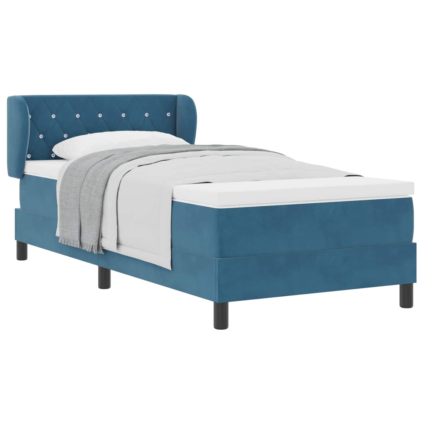 Boxspringbett mit Kopfteil Dunkelblau 90 x 190 cm Samt