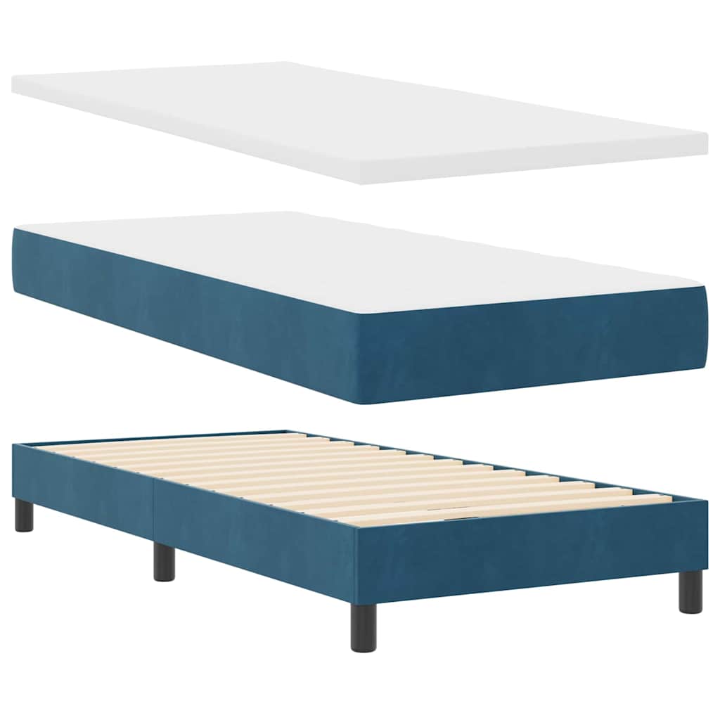 Boxspringbett mit Kopfteil Dunkelblau 90 x 190 cm Samt