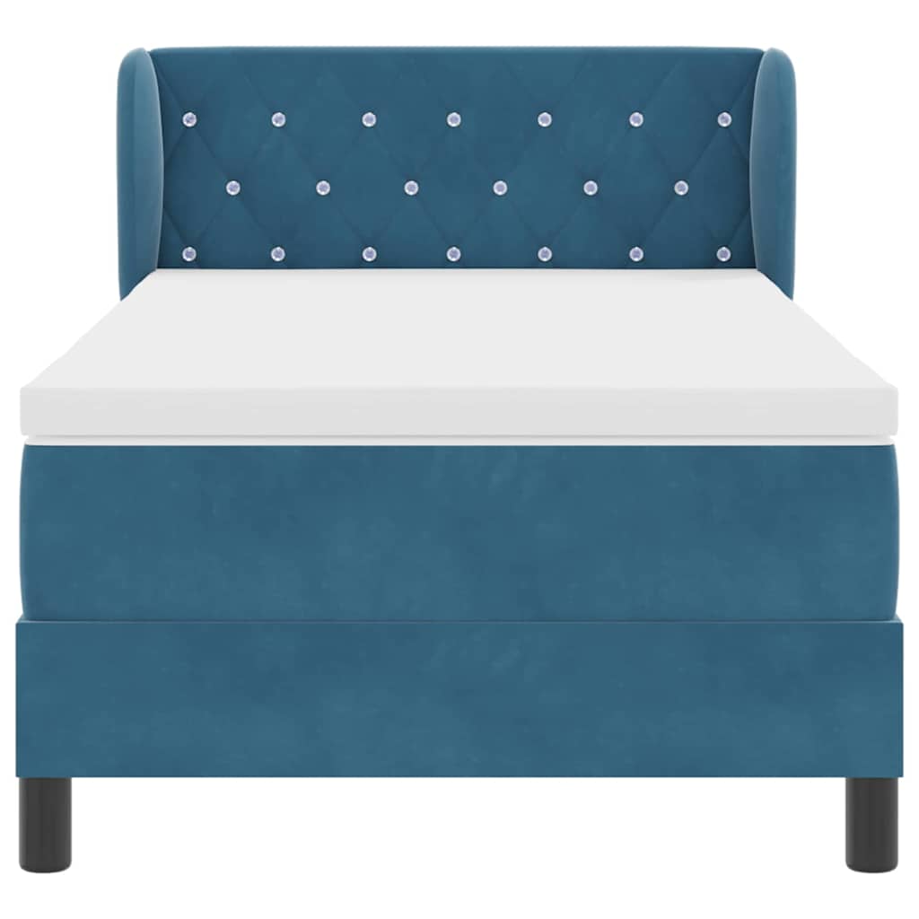 Boxspringbett mit Kopfteil Dunkelblau 90 x 190 cm Samt