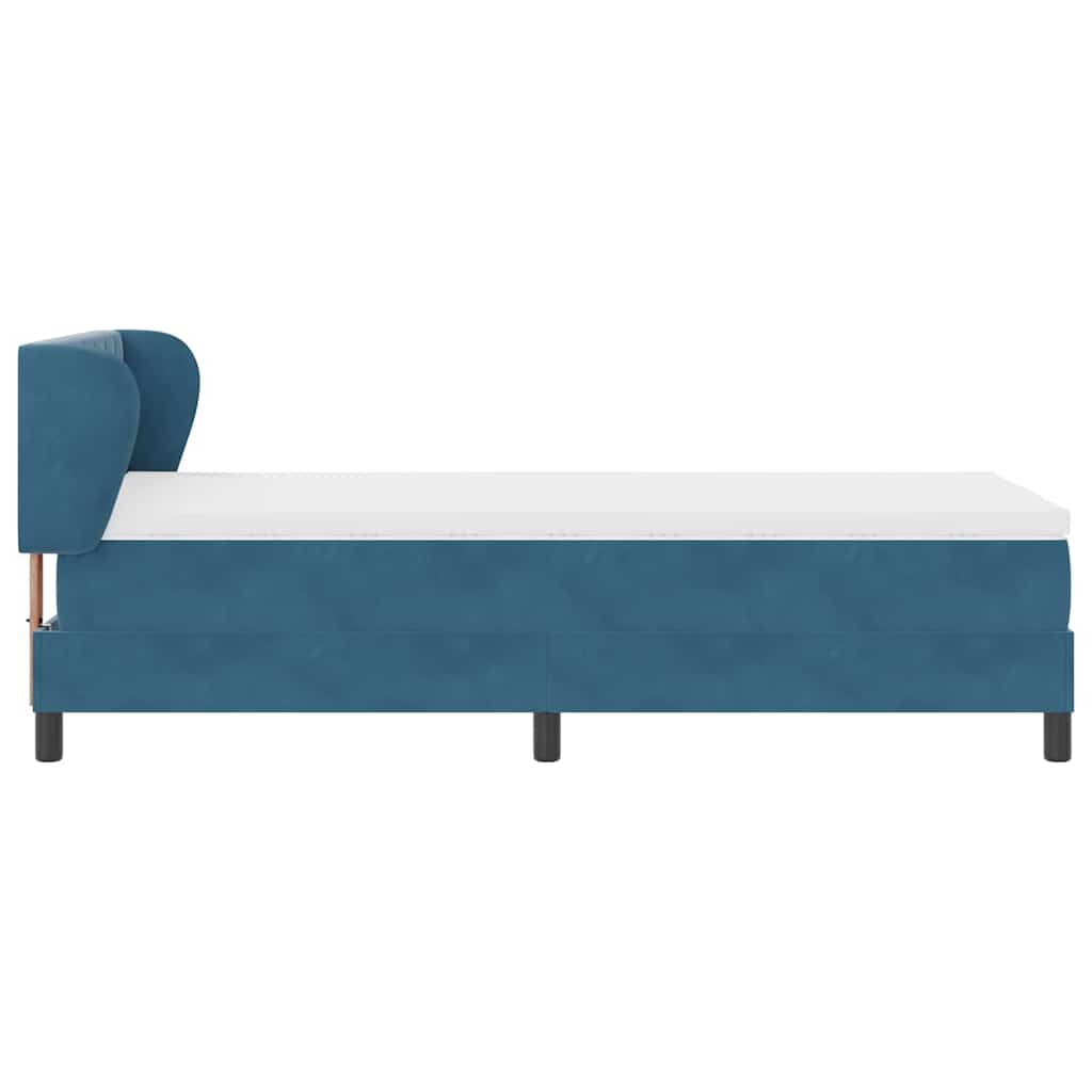 Boxspringbett mit Kopfteil Dunkelblau 90 x 190 cm Samt