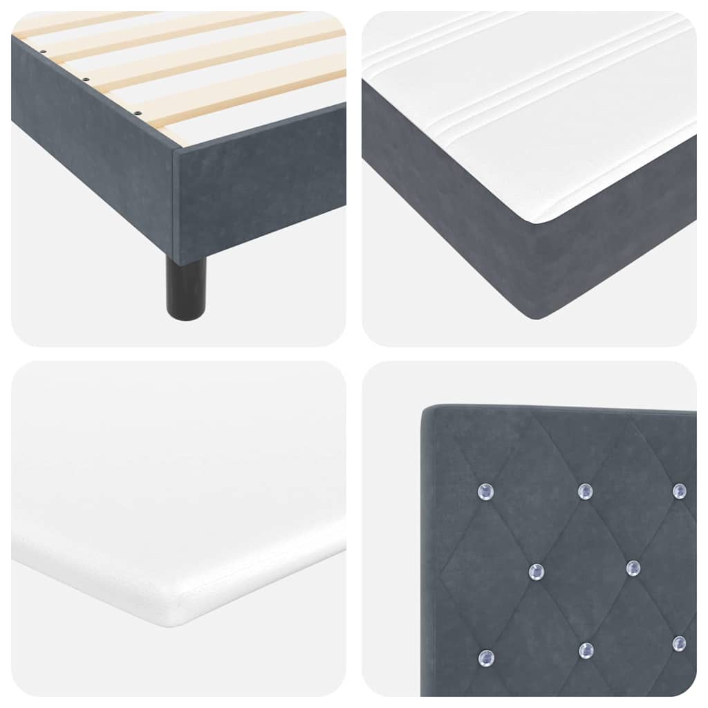 Boxspringbett mit Kopfteil Dunkelgrau 90 x 200 cm Samt