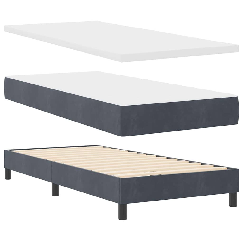Boxspringbett mit Kopfteil Dunkelgrau 90 x 200 cm Samt