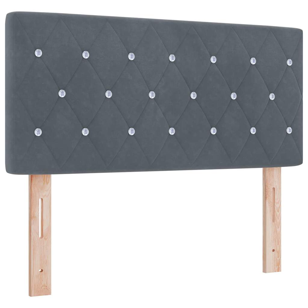 Boxspringbett mit Kopfteil Dunkelgrau 90 x 200 cm Samt