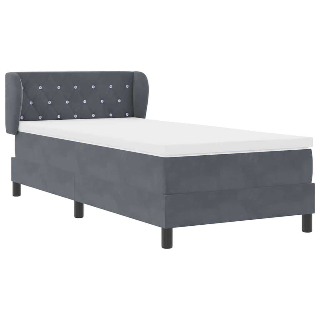 Boxspringbett mit Kopfteil Dunkelgrau 90 x 200 cm Samt
