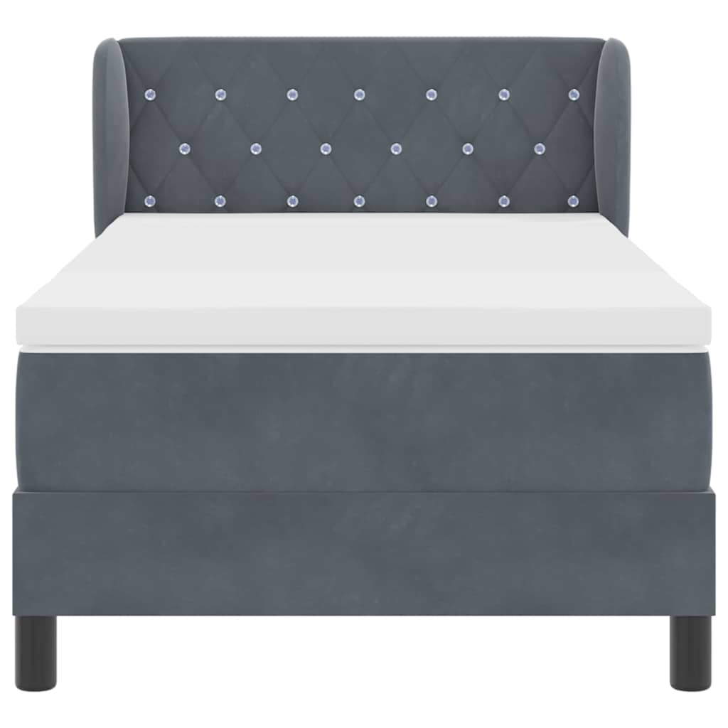 Boxspringbett mit Kopfteil Dunkelgrau 90 x 200 cm Samt