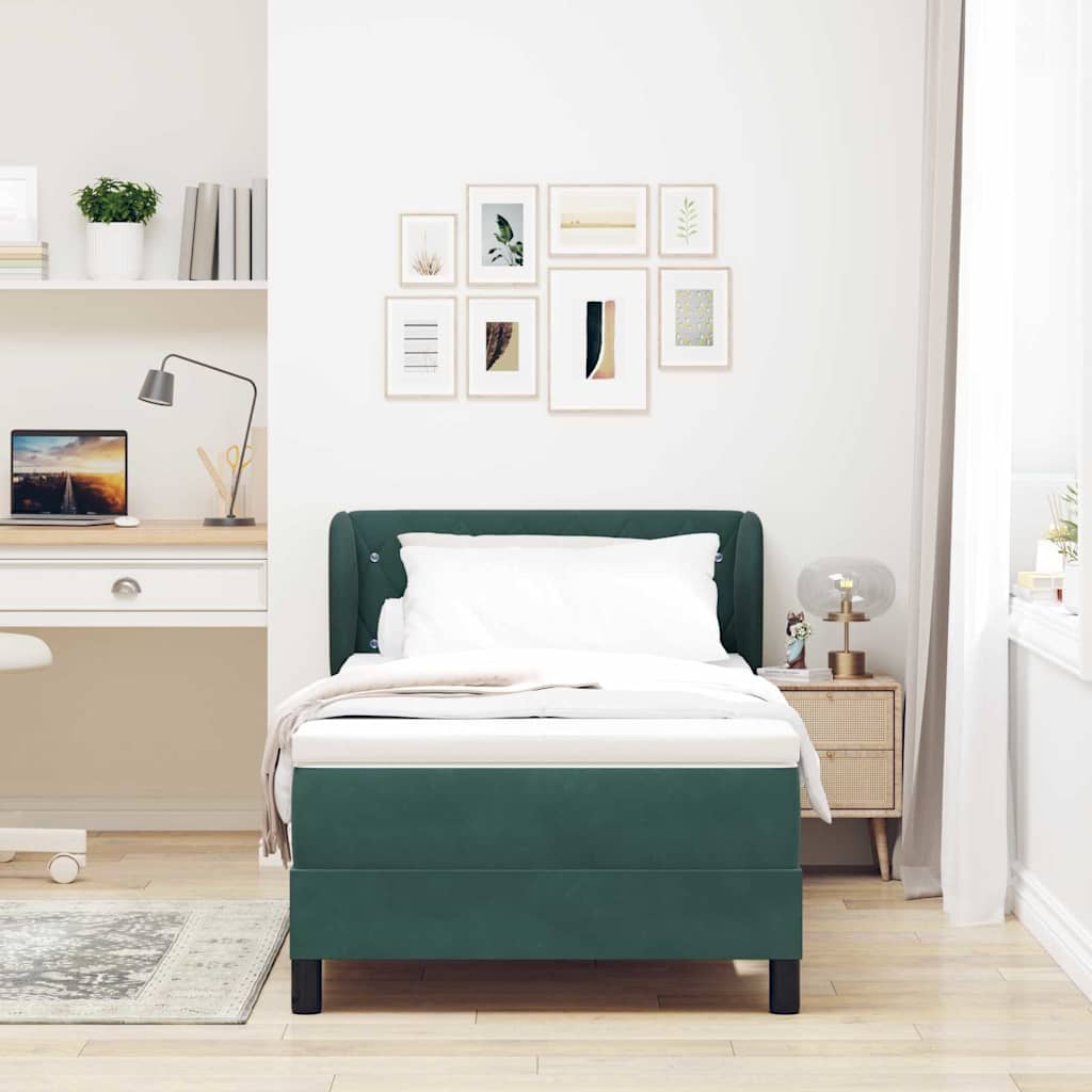 Boxspringbett mit Kopfteil Dunkelgrün 90 x 200 cm Samt