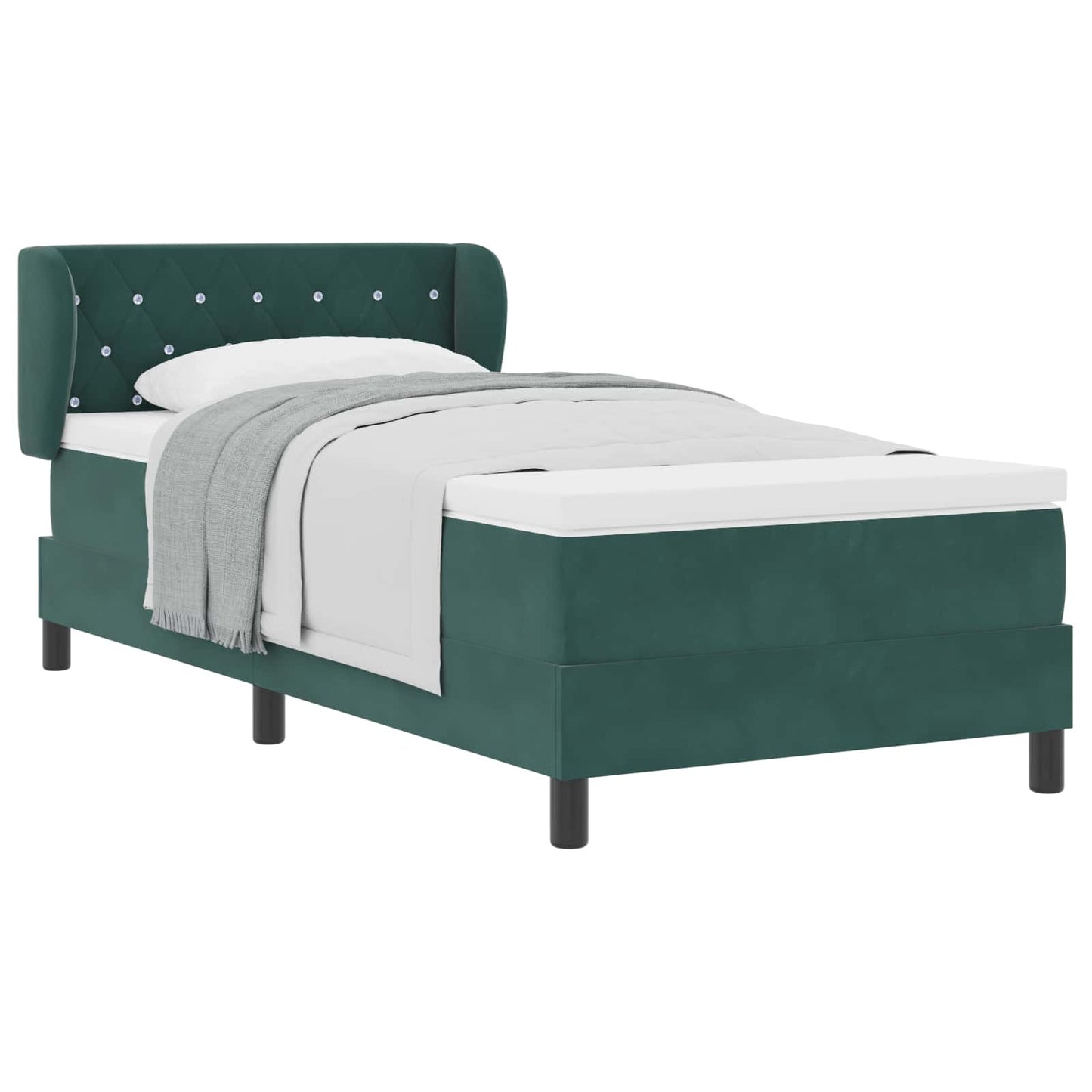 Boxspringbett mit Kopfteil Dunkelgrün 90 x 200 cm Samt