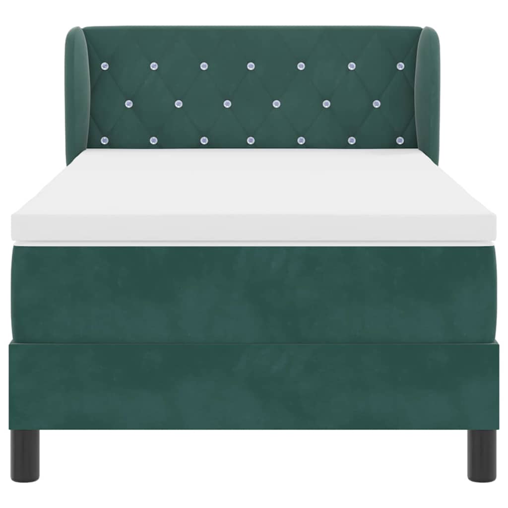 Boxspringbett mit Kopfteil Dunkelgrün 90 x 200 cm Samt