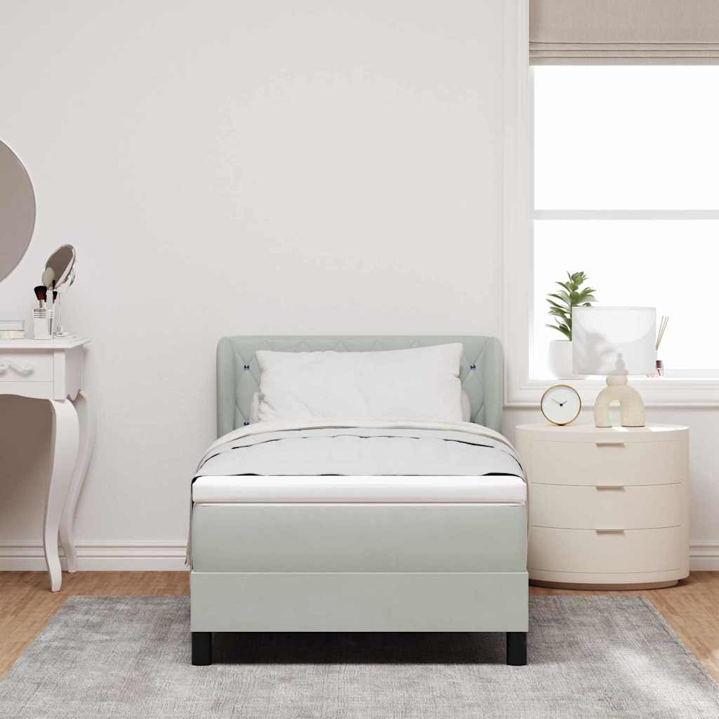 Boxspringbett mit Kopfteil Hellgrau 100 x 200 cm Samt