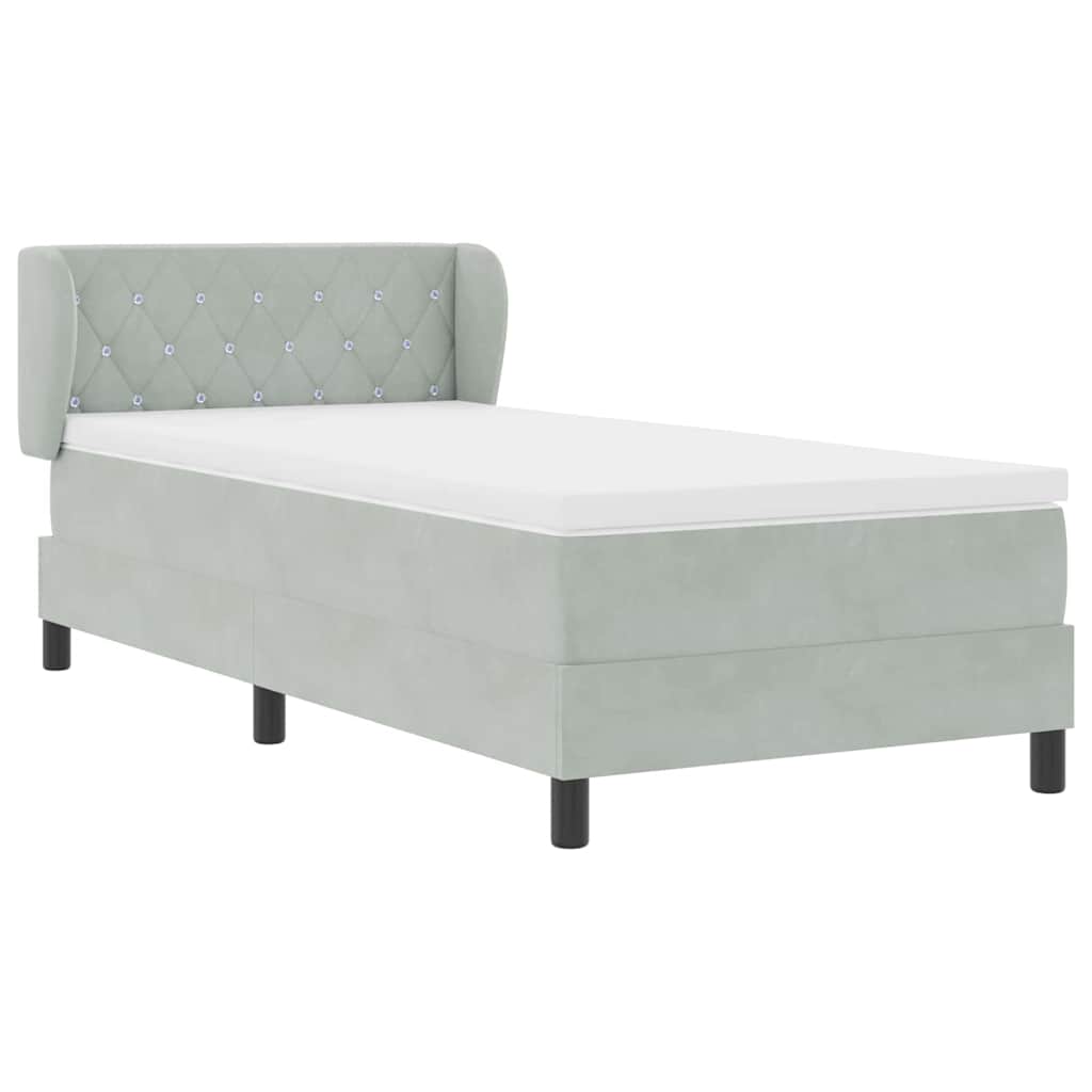 Boxspringbett mit Kopfteil Hellgrau 100 x 200 cm Samt