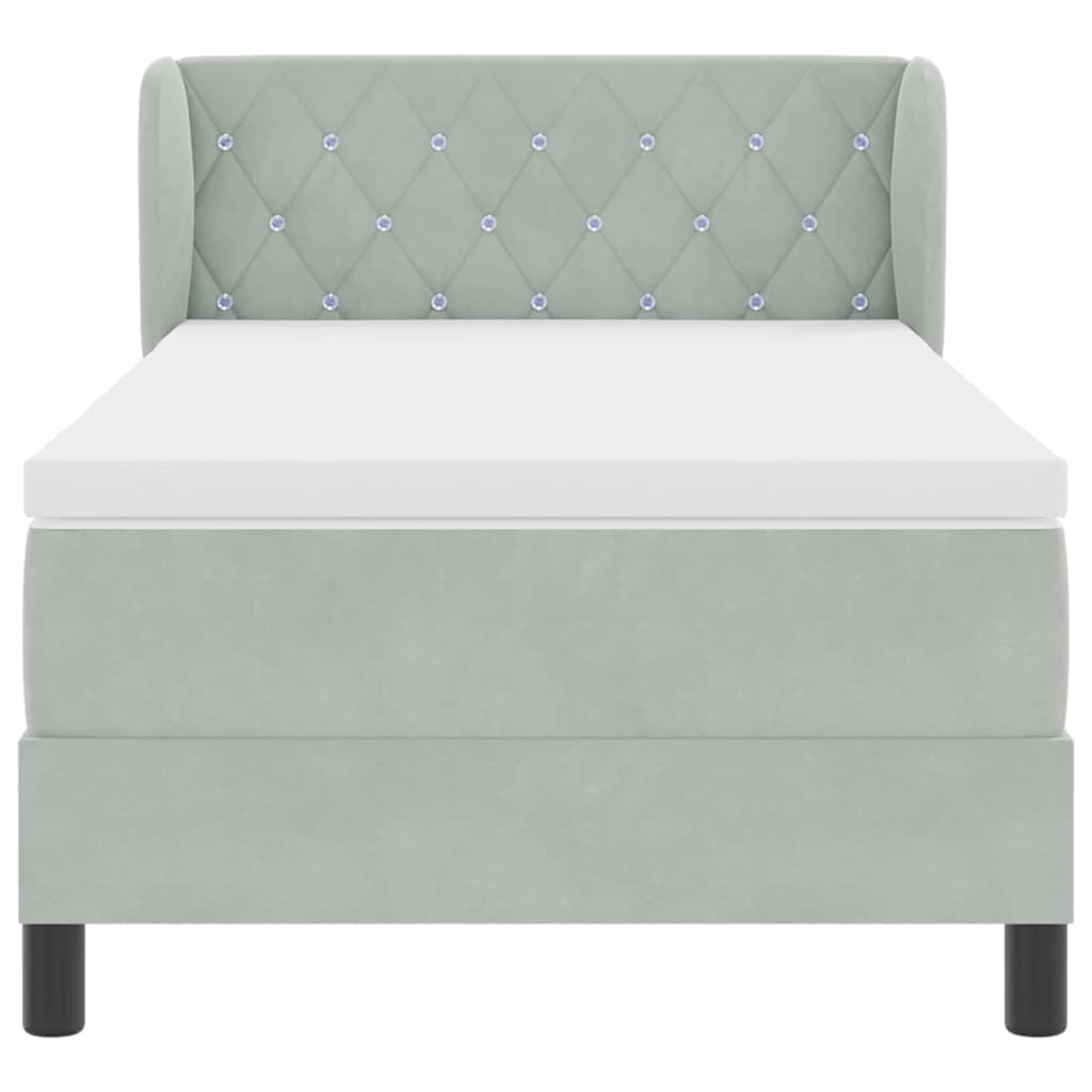 Boxspringbett mit Kopfteil Hellgrau 100 x 200 cm Samt