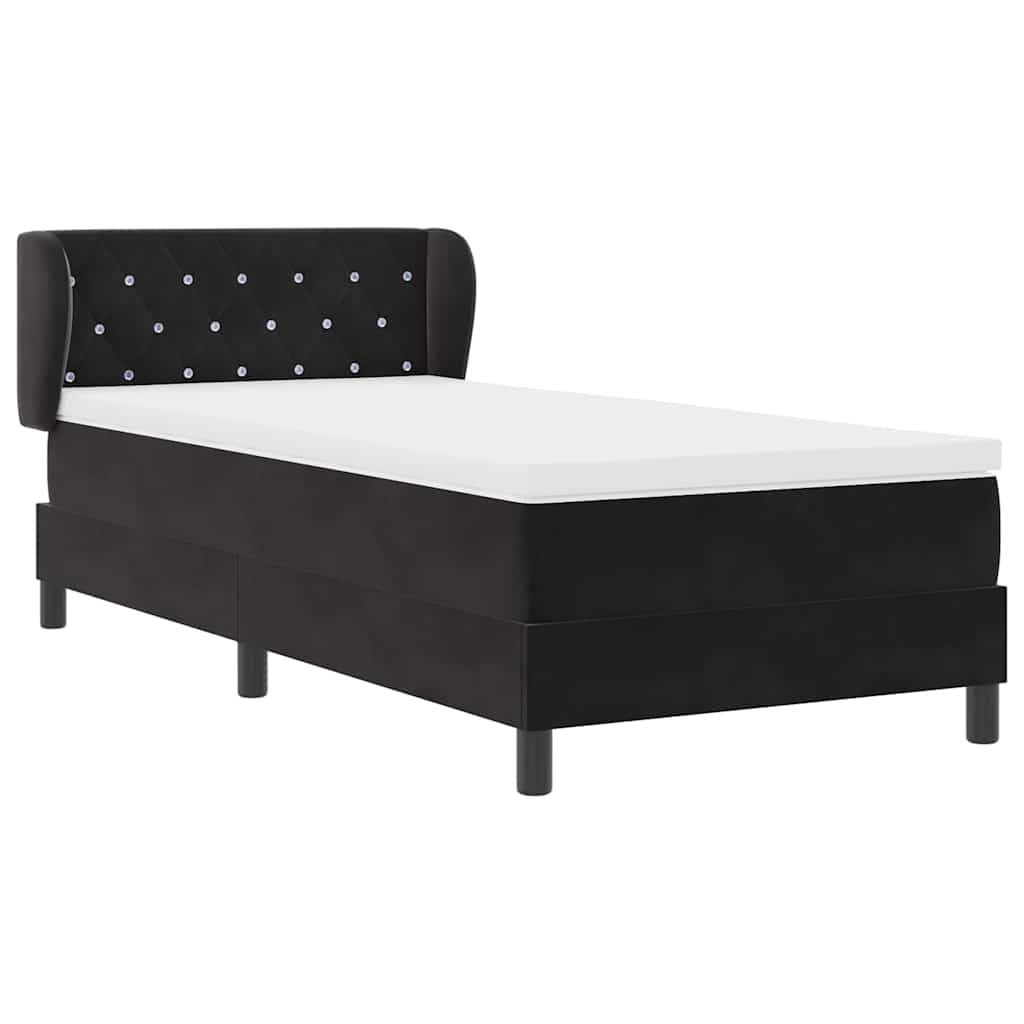 Boxspringbett mit Kopfteil Schwarz 100 x 200 cm Samt