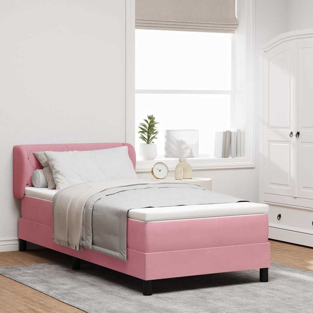 Boxspringbett mit Kopfteil Rosa 100 x 200 cm Samt