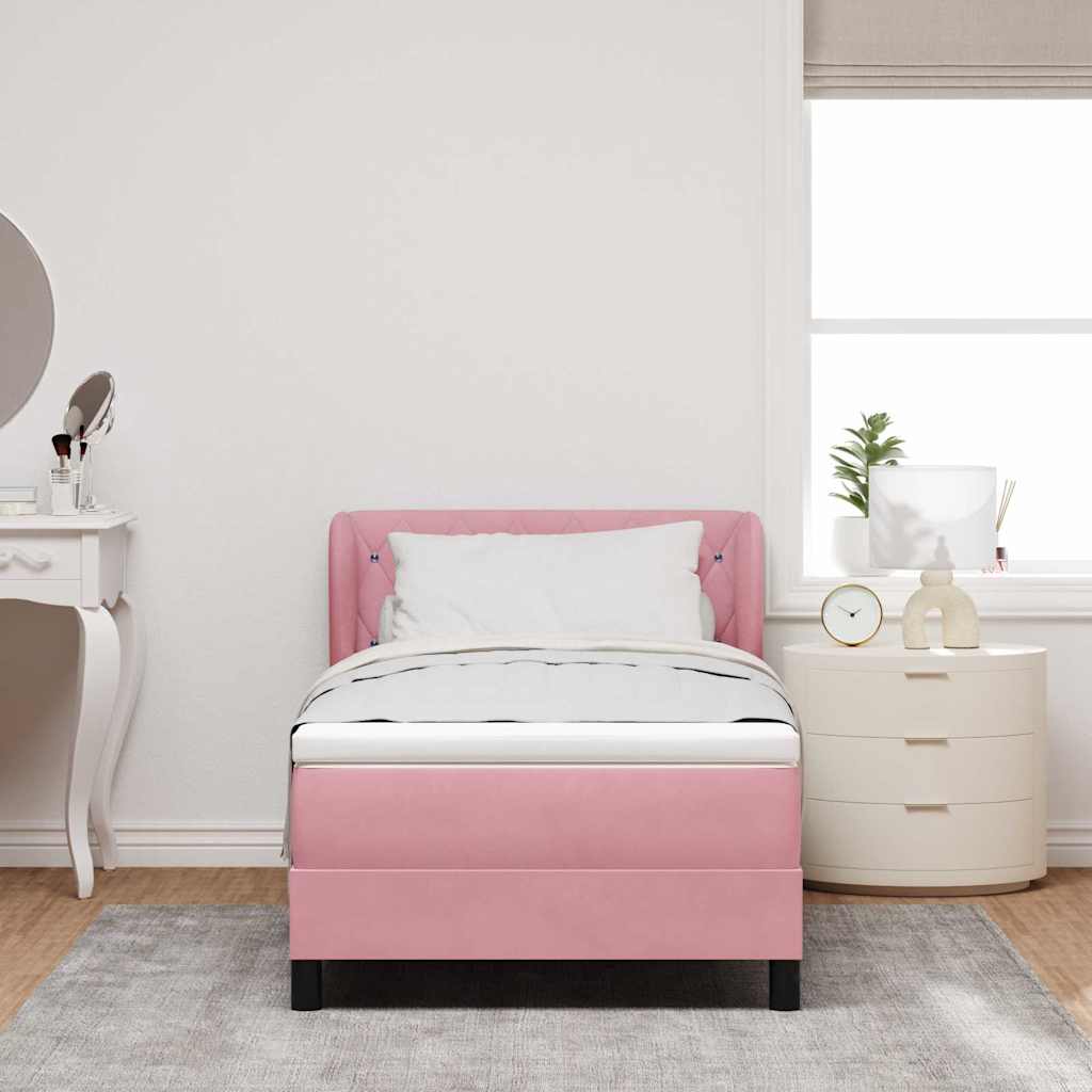 Boxspringbett mit Kopfteil Rosa 100 x 200 cm Samt