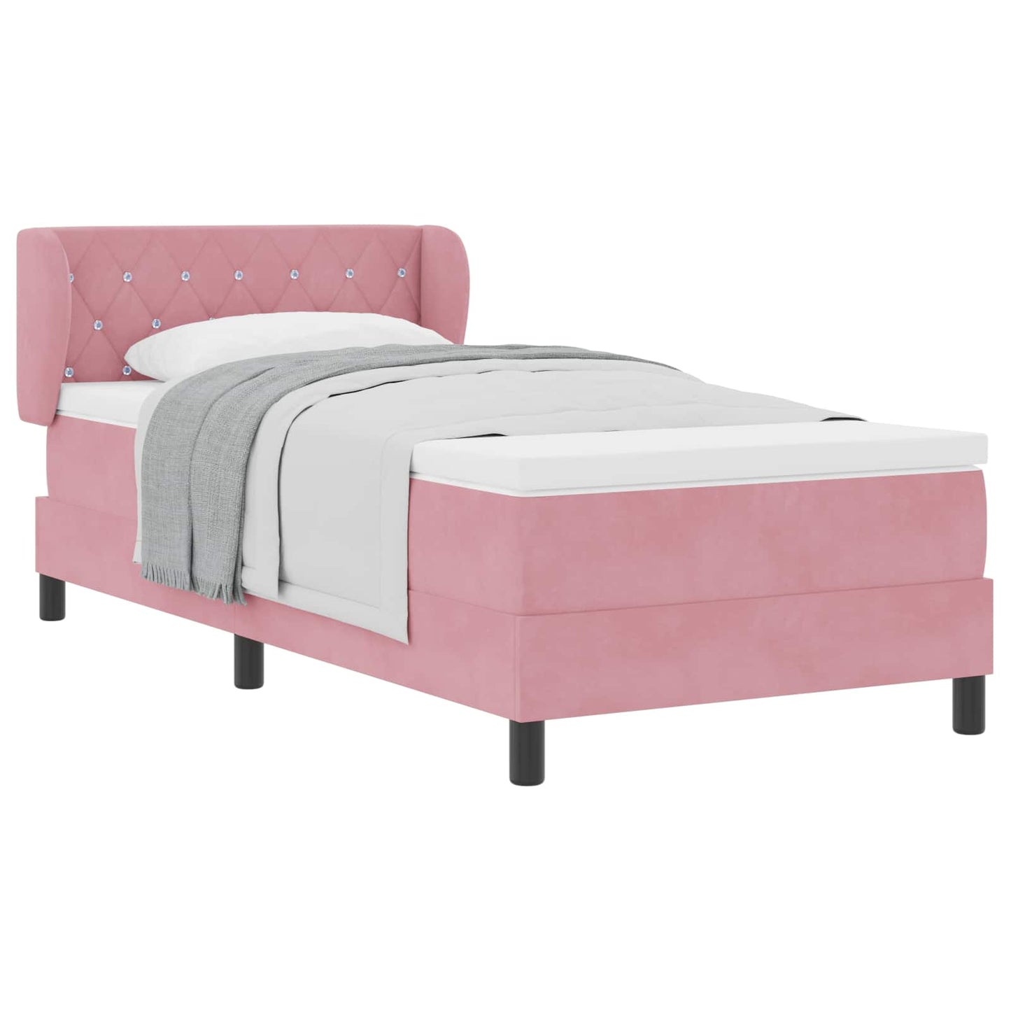 Boxspringbett mit Kopfteil Rosa 100 x 200 cm Samt
