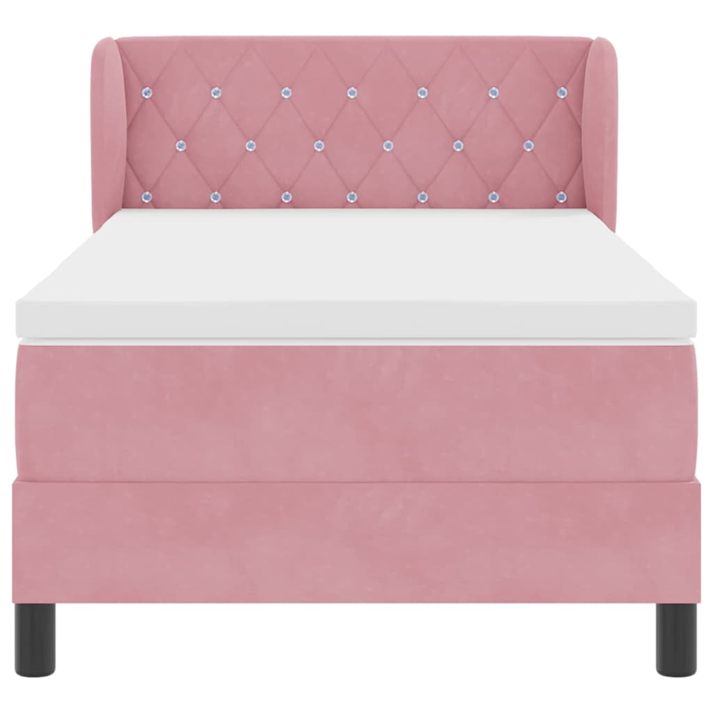 Boxspringbett mit Kopfteil Rosa 100 x 200 cm Samt