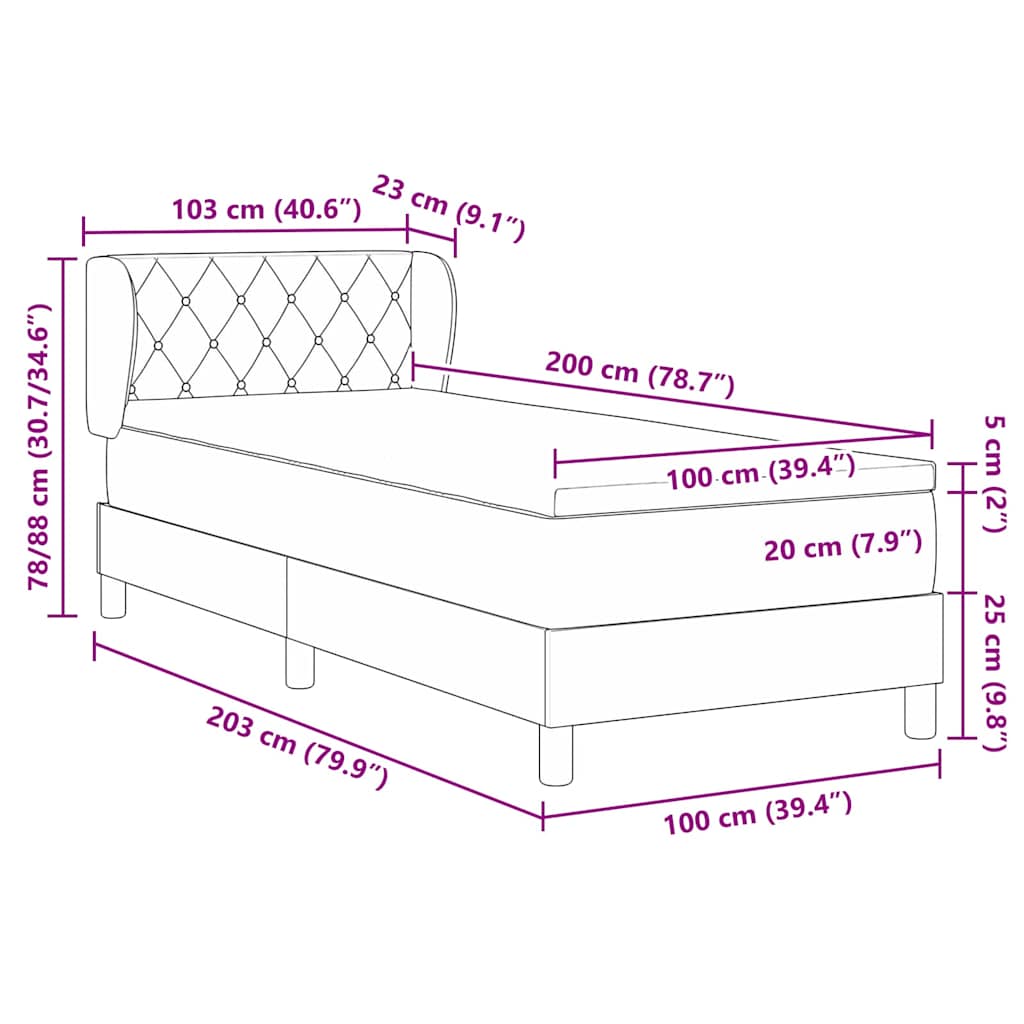 Boxspringbett mit Kopfteil Rosa 100 x 200 cm Samt