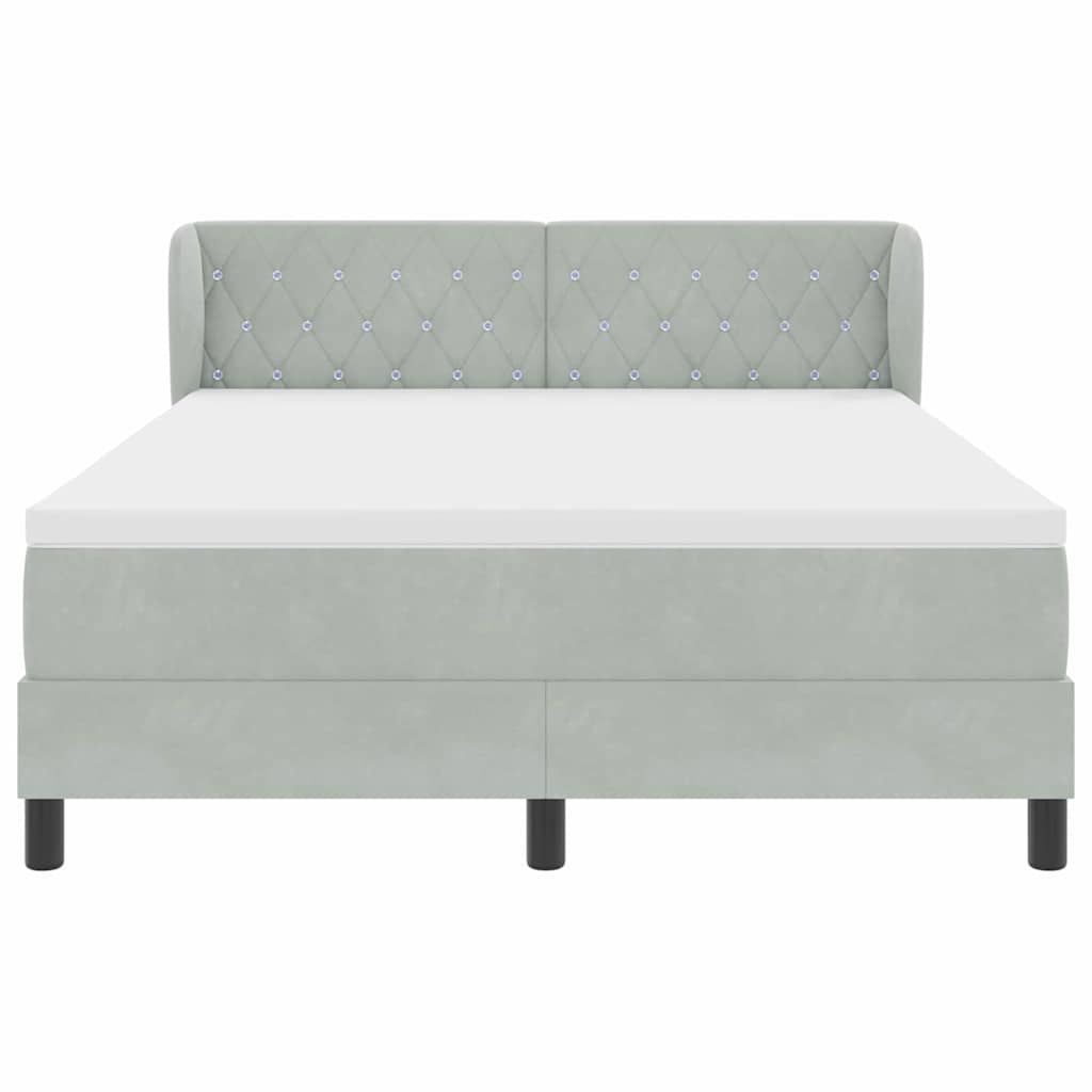 Boxspringbett mit Kopfteil Hellgrau 140 x 190 cm Samt