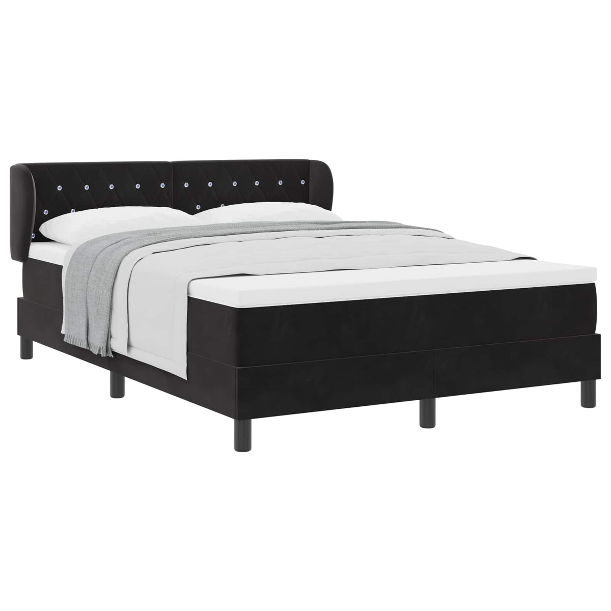 Boxspringbett mit Kopfteil Schwarz 140 x 190 cm Samt