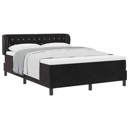 Boxspringbett mit Kopfteil Schwarz 140 x 190 cm Samt
