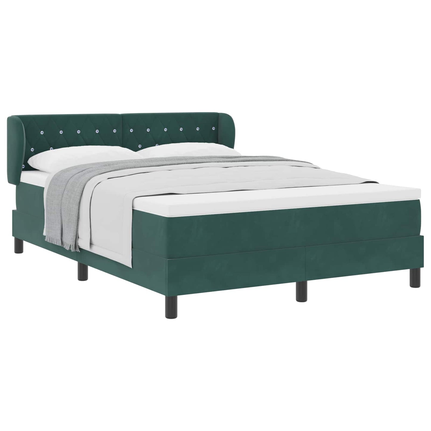 Boxspringbett mit Kopfteil Dunkelgrün 140 x 190 cm Samt