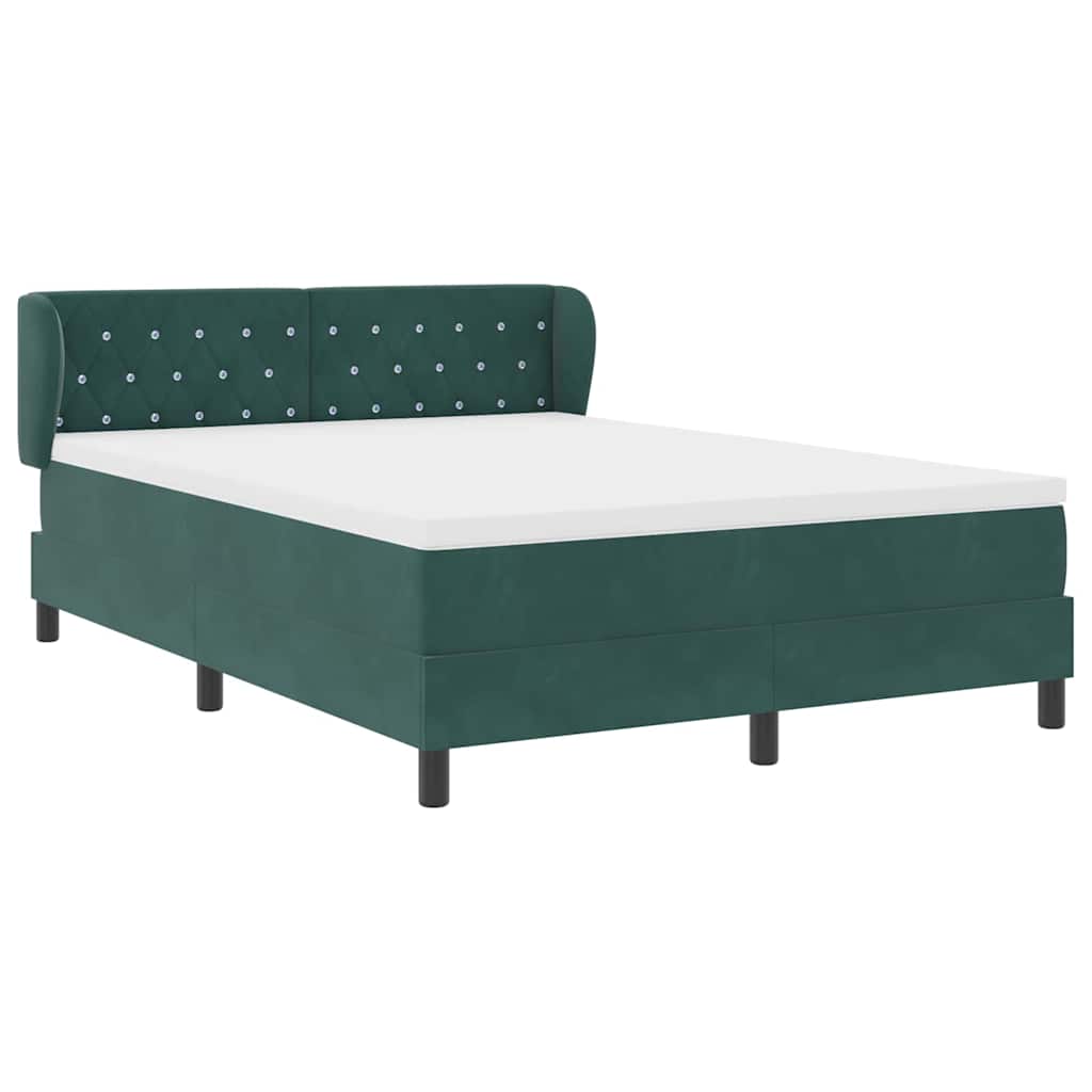 Boxspringbett mit Kopfteil Dunkelgrün 140 x 190 cm Samt