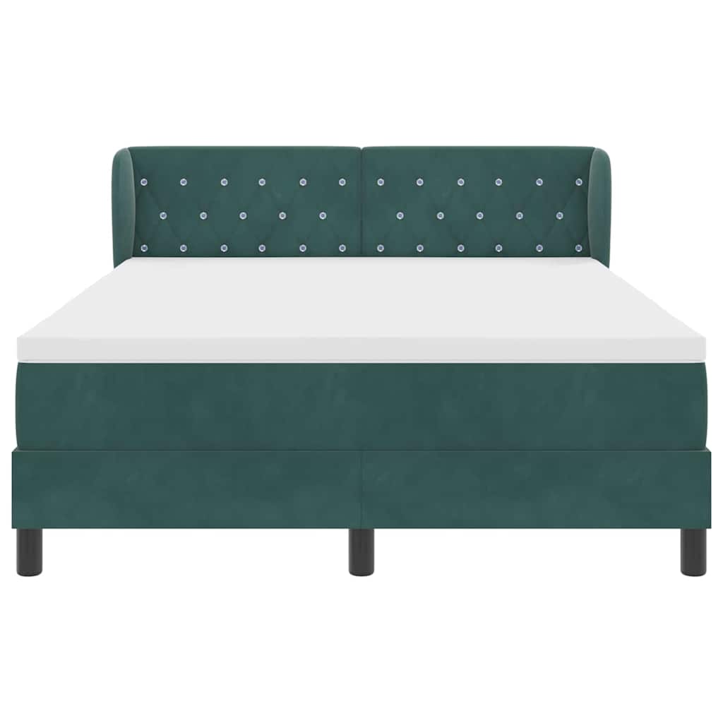 Boxspringbett mit Kopfteil Dunkelgrün 140 x 190 cm Samt