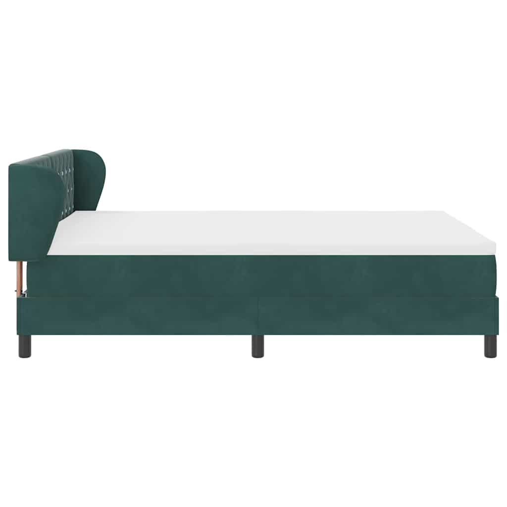 Boxspringbett mit Kopfteil Dunkelgrün 140 x 190 cm Samt