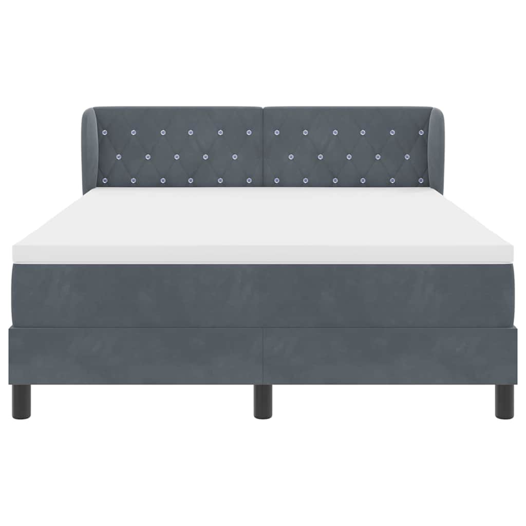 Boxspringbett mit Kopfteil Dunkelgrau 140 x 200 cm Samt