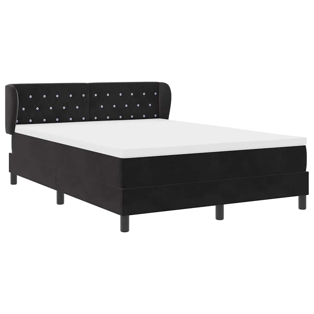 Boxspringbett mit Kopfteil Schwarz 140 x 200 cm Samt