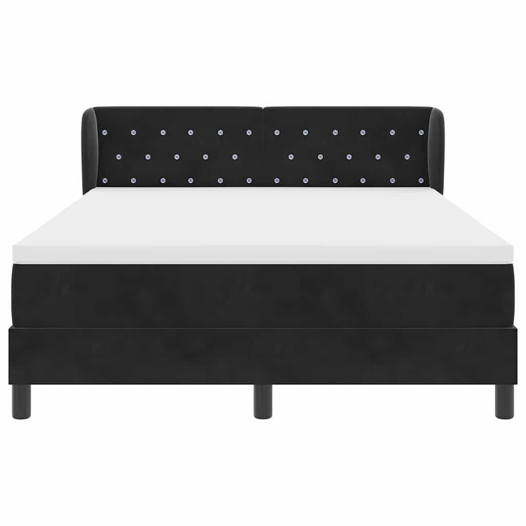 Boxspringbett mit Kopfteil Schwarz 140 x 200 cm Samt