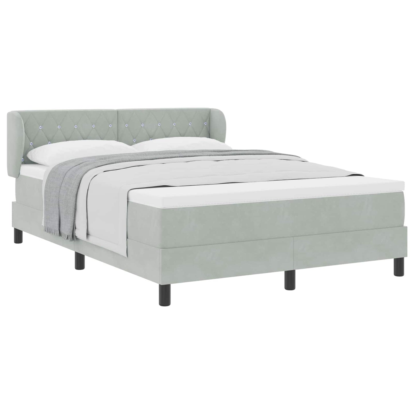Boxspringbett mit Kopfteil Hellgrau 160 x 200 cm Samt