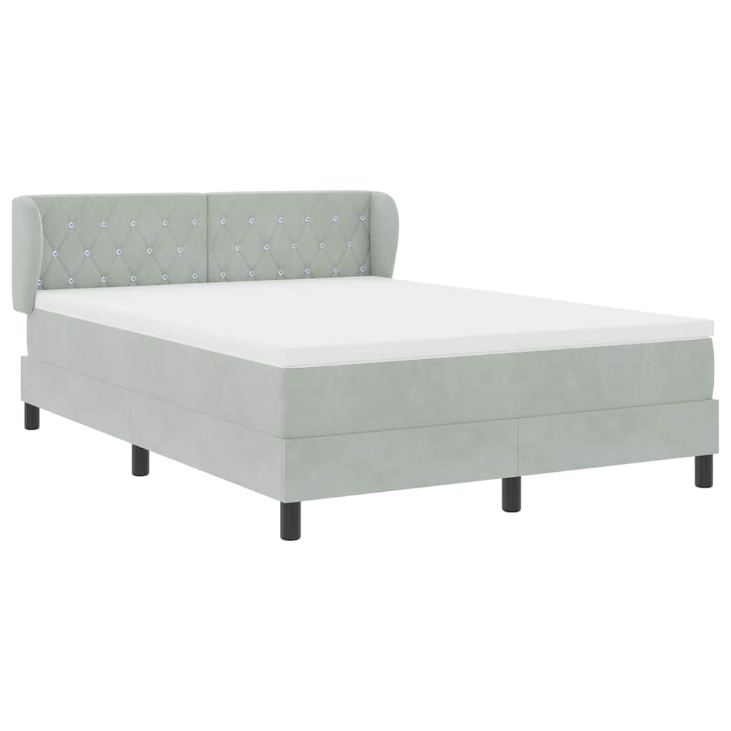 Boxspringbett mit Kopfteil Hellgrau 160 x 200 cm Samt