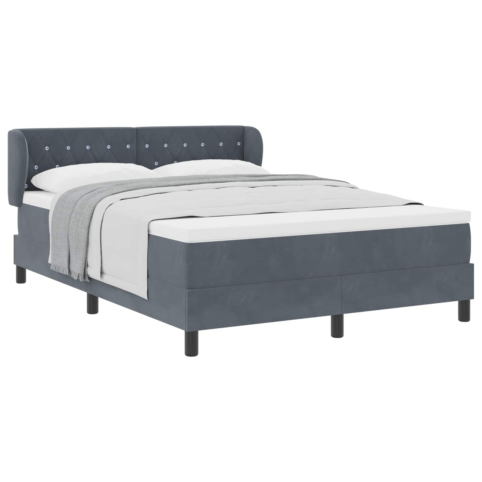 Boxspringbett mit Kopfteil Dunkelgrau 160 x 200 cm Samt
