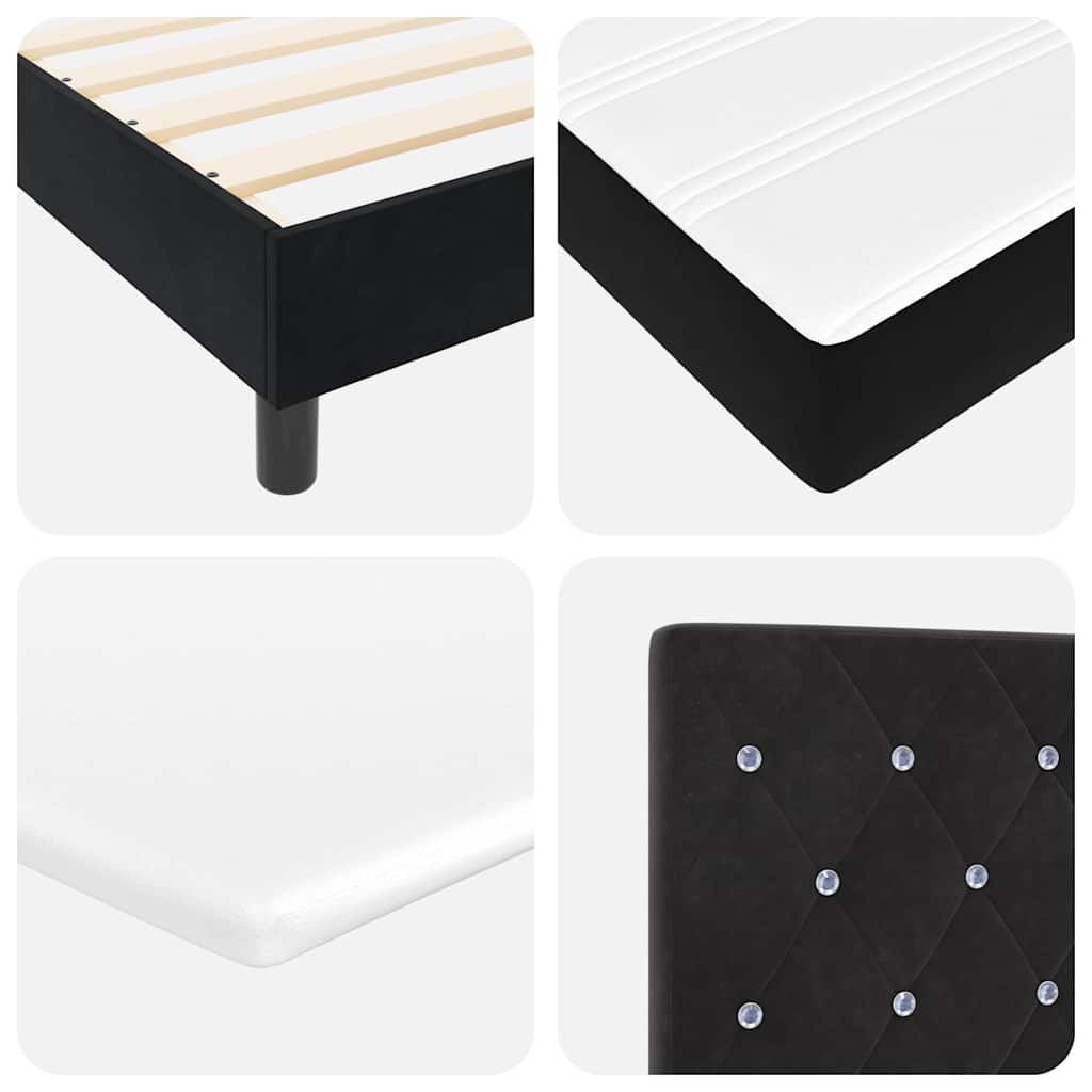 Boxspringbett mit Kopfteil Schwarz 160 x 200 cm Samt