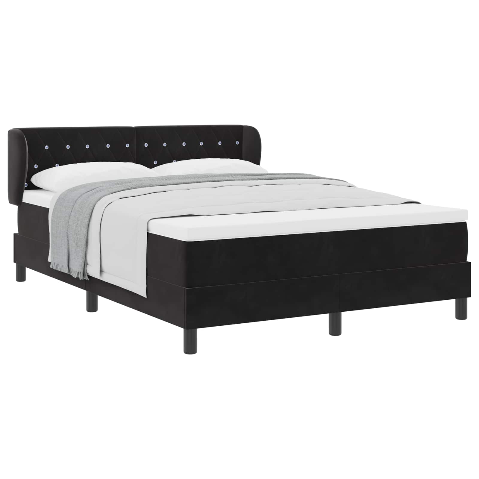 Boxspringbett mit Kopfteil Schwarz 160 x 200 cm Samt