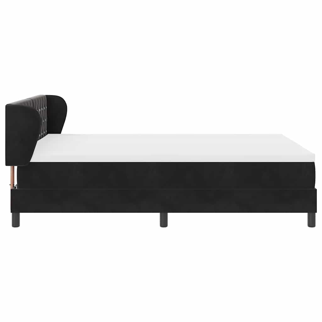 Boxspringbett mit Kopfteil Schwarz 160 x 200 cm Samt