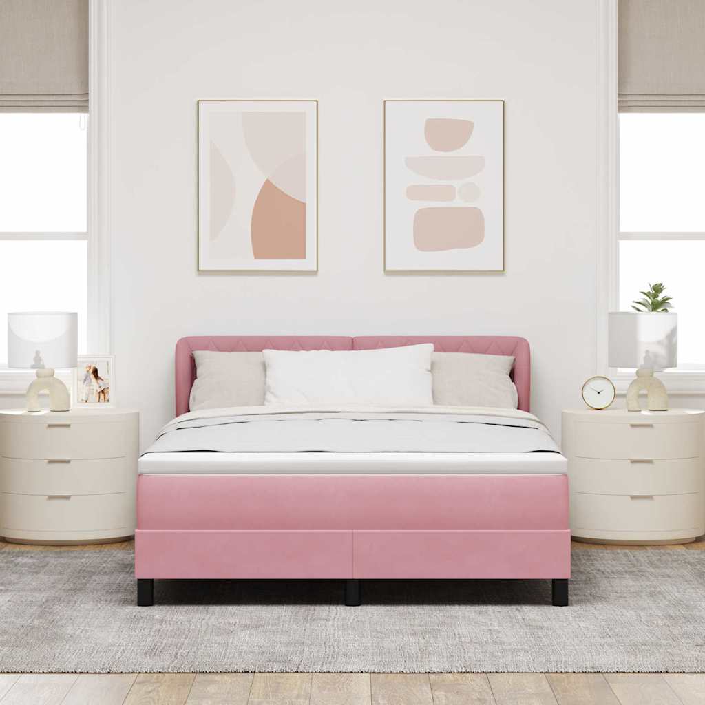 Boxspringbett mit Kopfteil Rosa 160 x 200 cm Samt