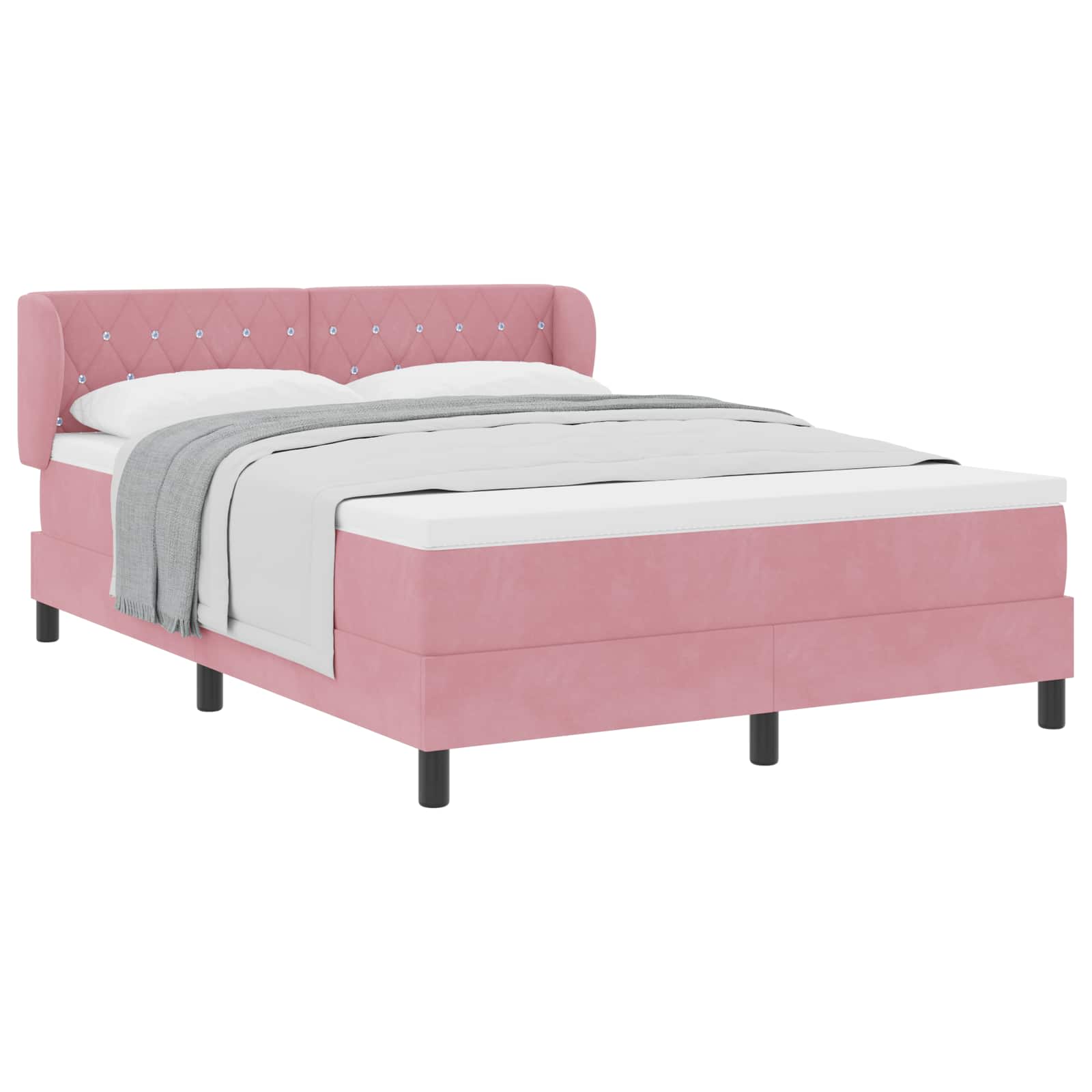 Boxspringbett mit Kopfteil Rosa 160 x 200 cm Samt