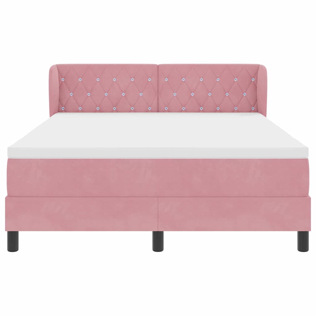 Boxspringbett mit Kopfteil Rosa 160 x 200 cm Samt