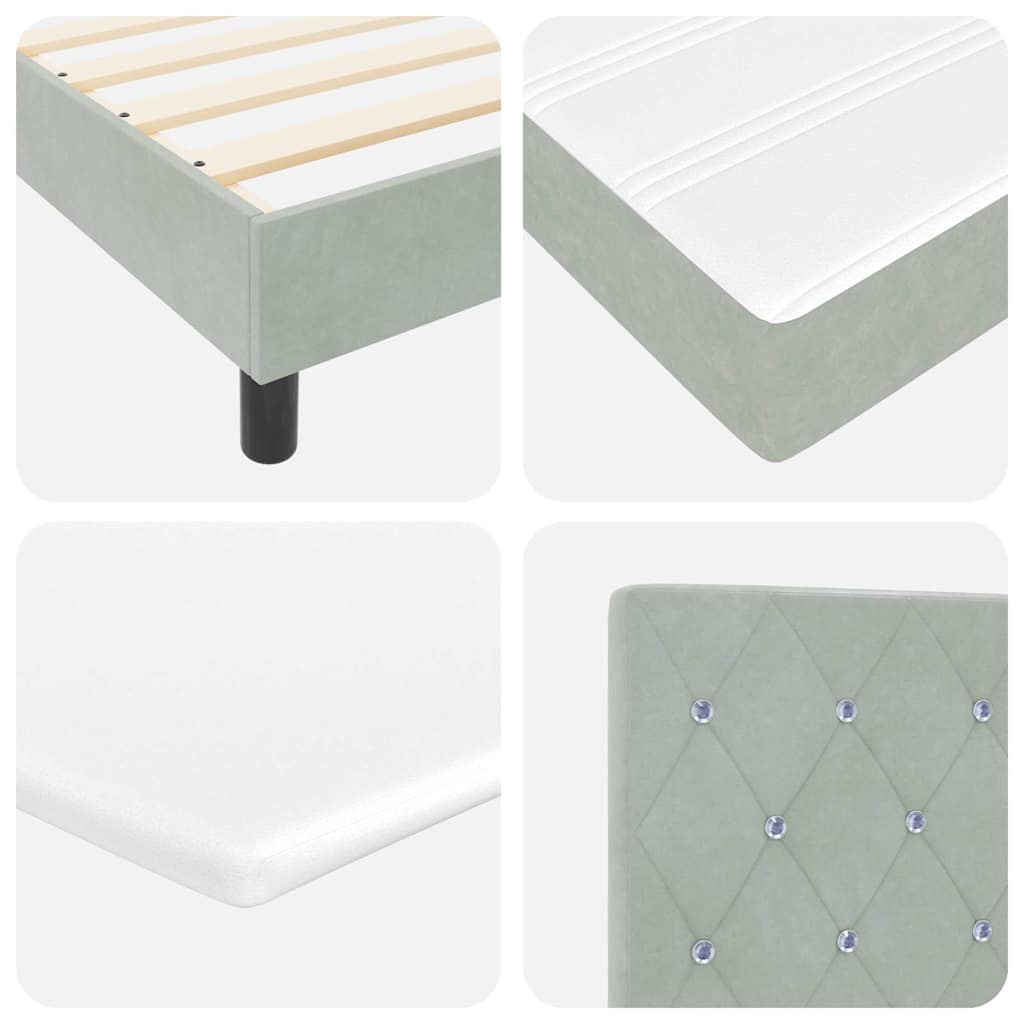 Boxspringbett mit Kopfteil Hellgrau 180 x 200 cm Samt