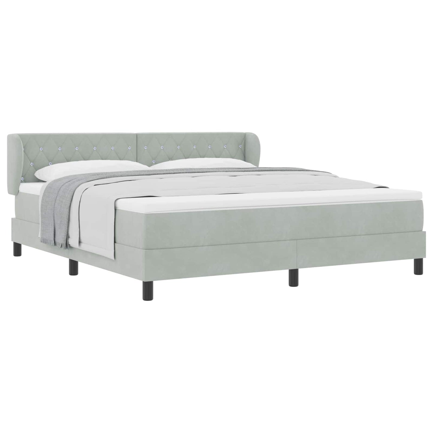 Boxspringbett mit Kopfteil Hellgrau 180 x 200 cm Samt