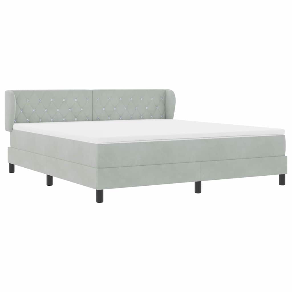 Boxspringbett mit Kopfteil Hellgrau 180 x 200 cm Samt