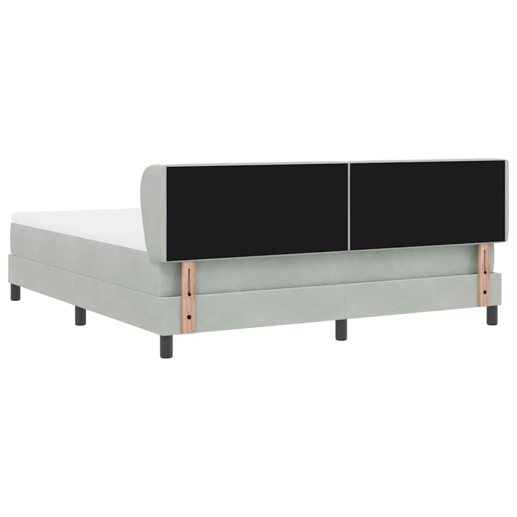 Boxspringbett mit Kopfteil Hellgrau 180 x 200 cm Samt