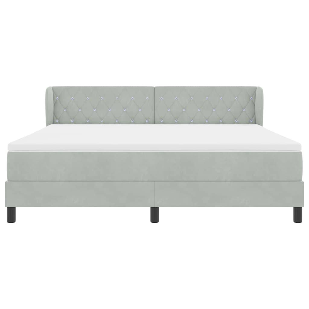 Boxspringbett mit Kopfteil Hellgrau 180 x 200 cm Samt