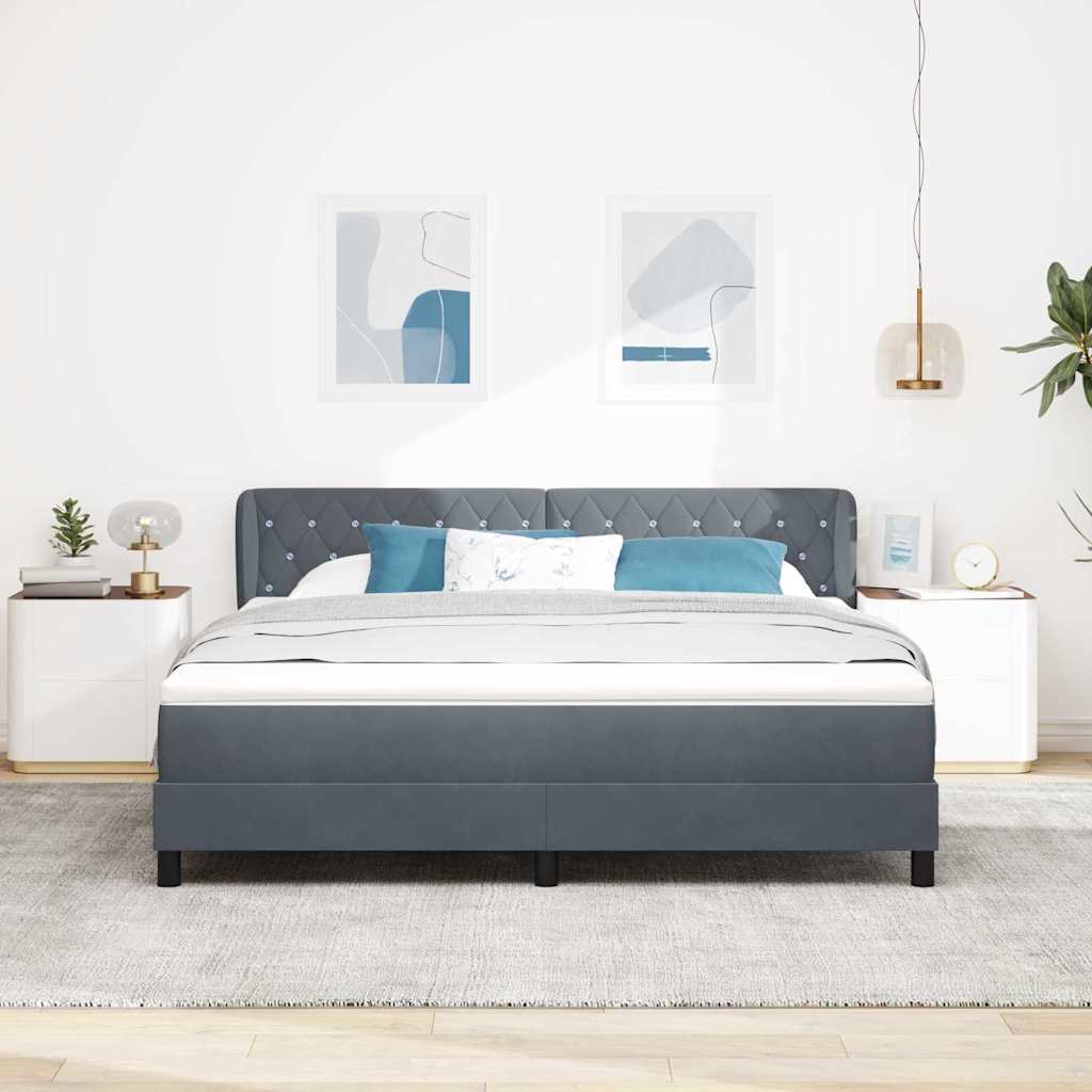 Boxspringbett mit Kopfteil Dunkelgrau 180 x 200 cm Samt