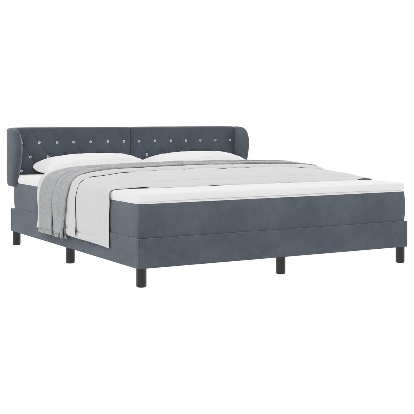Boxspringbett mit Kopfteil Dunkelgrau 180 x 200 cm Samt